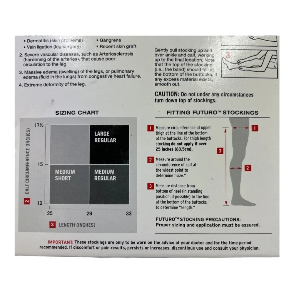 Futuro M White Anti Embolism Thigh Length Stocking Closed Toe‎ 55300  3 Pack